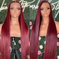 BURGUNDY 30 hazbeteko parpailak aurrealdeko perrua 13x6 HD Lace Frontal Pig 13x4 Lace Front Human Ile ile-ileak Brasilgo Itxiera zuzeneko ilearekin