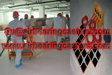 Air caster rigging systems also known as air bearing casters