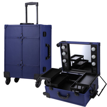 Hot sale Professional PU Makeup Station Case with Lights