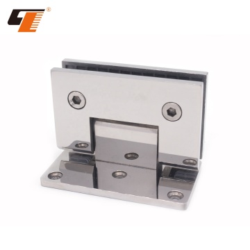 Polished Stainless Steel Rectangular 90 Degree Three-Hole Bathroom Glass Door Shower Hinge