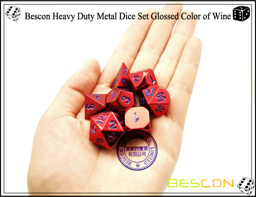 Bescon Heavy Duty Metal Dice Set Glossed Color of Wine-7