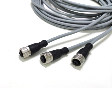 M12 female straight shielded connection cable