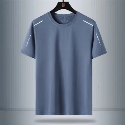 Summer Breathable Gym T-Shirt for Men - New Arrival Ice Fabric Round Neck
