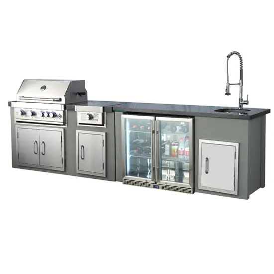 Wholesale Outdoor BBQ Kitchen Island Kitchen Cabinet Stainless steel Gas Barbecue Grill For Outdoor And Indoor