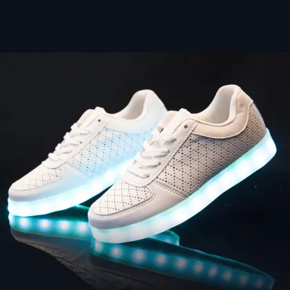 USB Charging Children Led shoes boys girls lighted PU cowhide glowing shoes