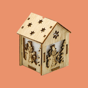 Casa de madera Adornos de árboles de Navidad personalizados