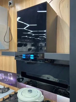 High end household kitchen chimney large suction range hood gas stove package automatic cleaning 7-shaped range hood