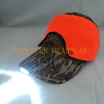camo and orange material LED light up caps