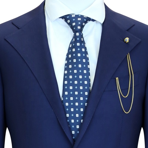 Slim Blue Wool Blazer Suit with Italian Craftsmanship