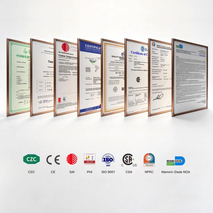 Portes pliantes en aluminium certifiées CSA NFRC