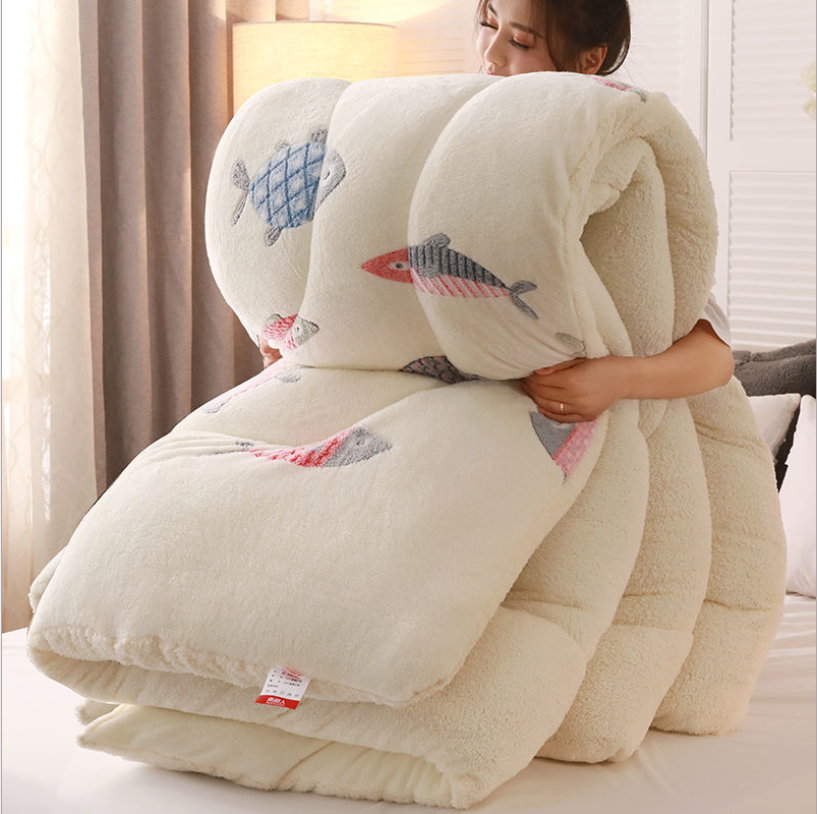 Quilt Winter Blanket Double-sided Velvet Quilt Cashmere Cotton Warm Four Seasons Plush Comforter