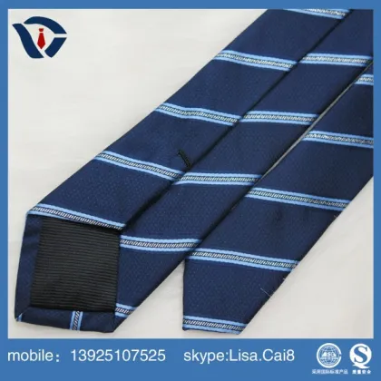 Royal blue custom logo silk woven necktie fabric wholesale