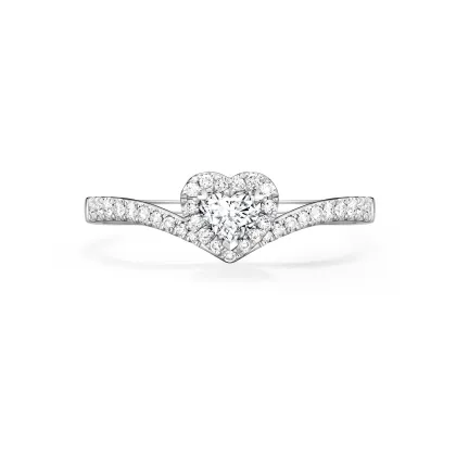 Lab Grown Heart Halo Chevron Engagement Ring | FLORAL JEWELRY