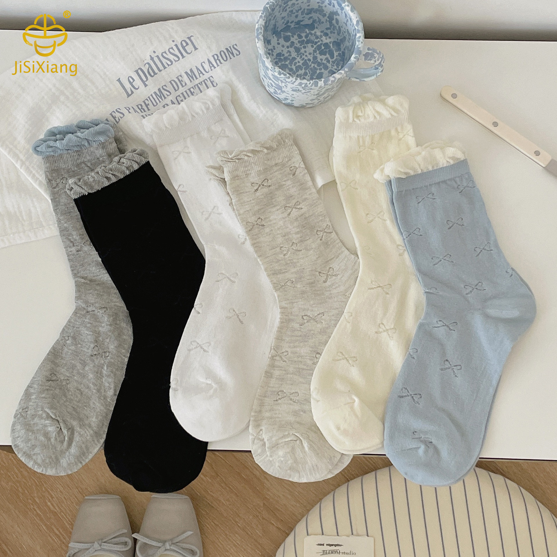Bowknot mesh tube socks