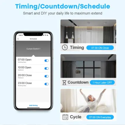 Smart Home WiFi Switch Panel for Electric Roller Shutter Motor & Curtains