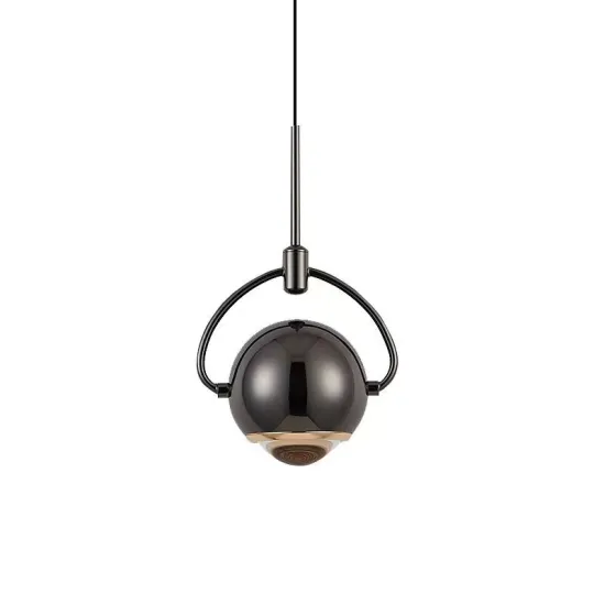 Adjustable LED Bedroom Chandelier - Black Round Commercial Bedside Lamp