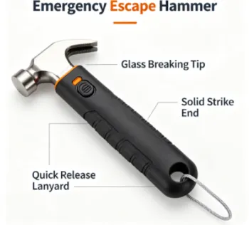 Hammer with Seatbelt Cutter for Emergency Window Break
