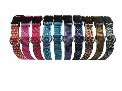 Custom brand label classic printed pattern dog collar