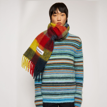 Autumn winter2020new multicolor Plaid fringed women's scarf AC the same rainbow Plaid fashion shawl men's and women's warm scarf