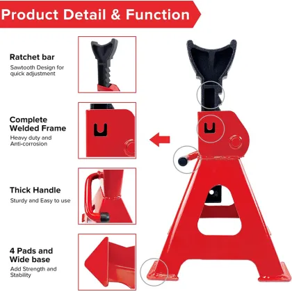 Torin Steel Car Jack Stands - Heavy Duty 2/3/6 Tons with Double Locking and Large Foot Base