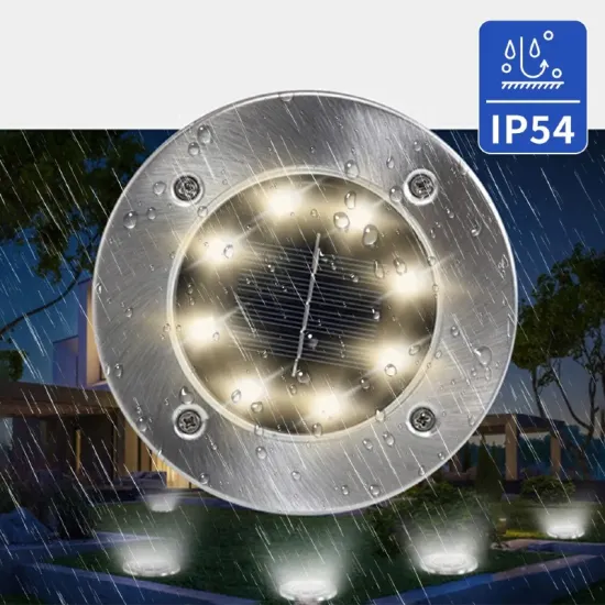 New 8LED Solar Stainless Steel Courtyard Lamp: Outdoor Buried Lights for Garden Illumination