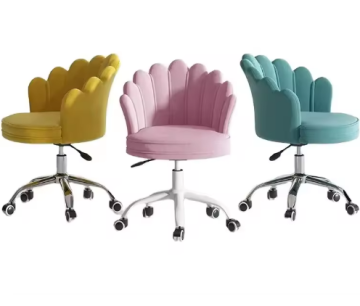 Comfortable Velvet Metal Leg Wheels Swivel Accent Chair