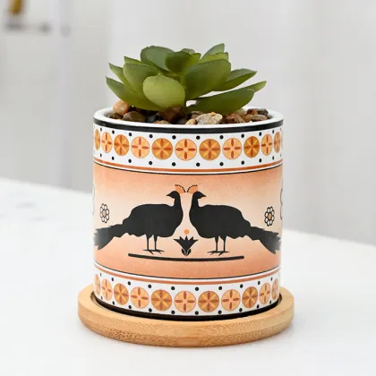 Egyptian Pattern Creative Ceramic Pots for Desktop Succulents and Cacti