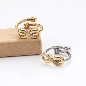 Infinite Symbol Stainless Steel Cable Ring Wire Rope Twisted Jewelry