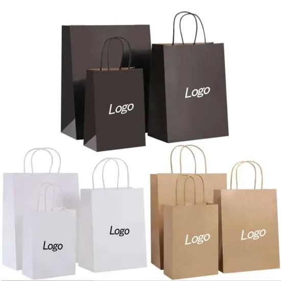 Custom Logo Kraft Paper Shopping Bags for Clothes