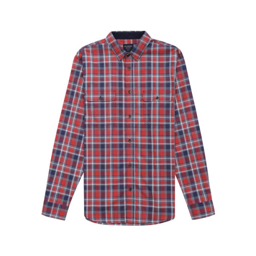 Chemise à manches longues de chèque rouge pour hommes