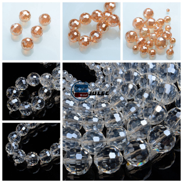 Transparent faceted round glass beads 10mm china crystal beads wholesale