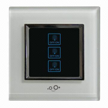 3-gang Intelligent Touch Light Switch, Suit for Z-wave/Crystal Tempered Class/LED Backlight/90~250V