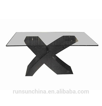 ST-067 glass top dining table wood