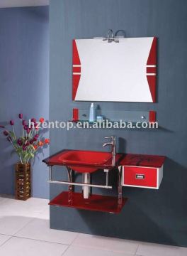 Colourful countertop sink wash basin,with tempered glass shelf