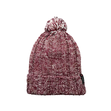 Beanie Pom Pom Rajut Kabel Marled Burgundy