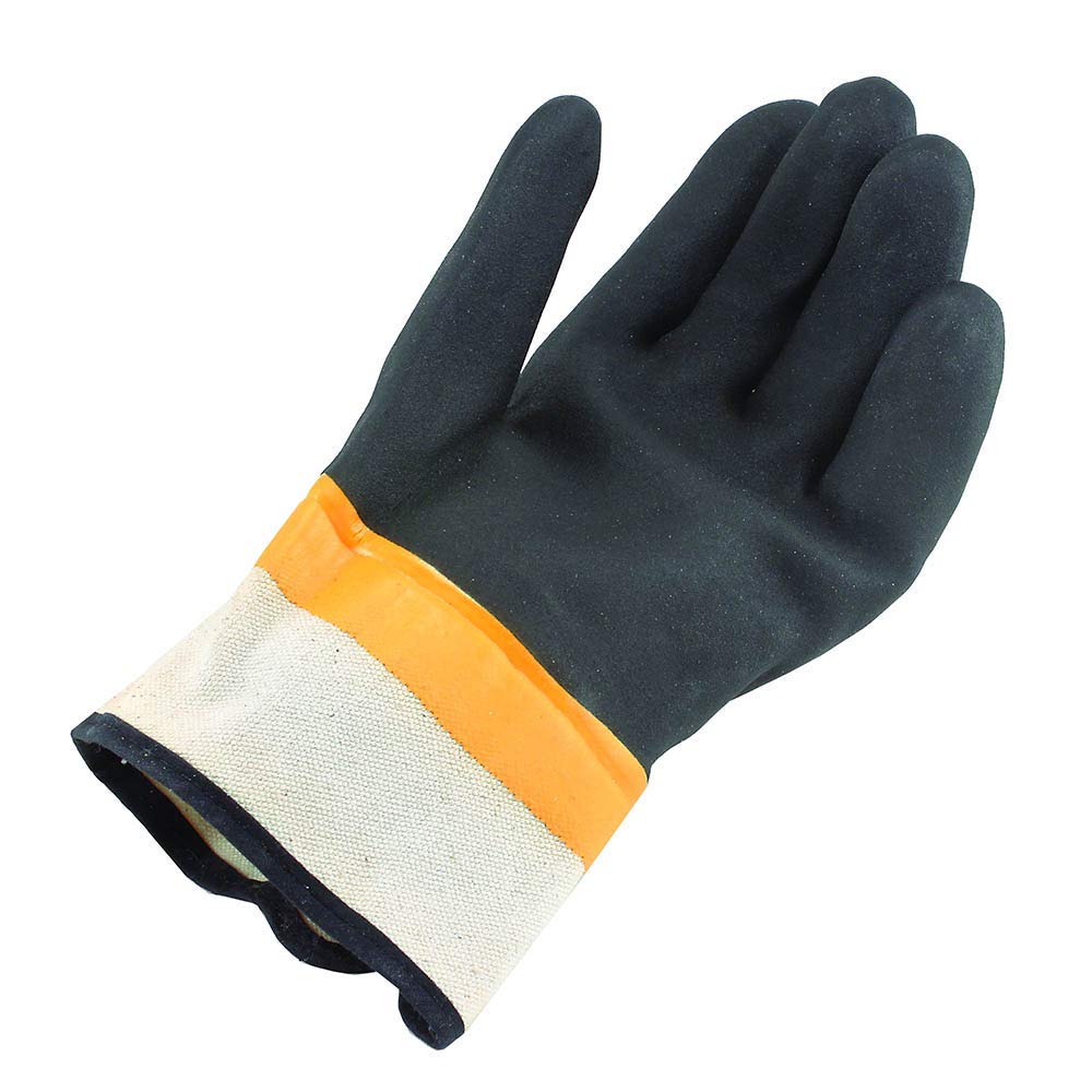 Doppelte Farbe PVC-Handschuhe, schwarze sandige Oberfläche