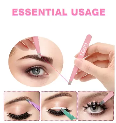 Thick Stainless Steel Oblique Mouth Eyebrow Clip - Beauty Trimming Tool