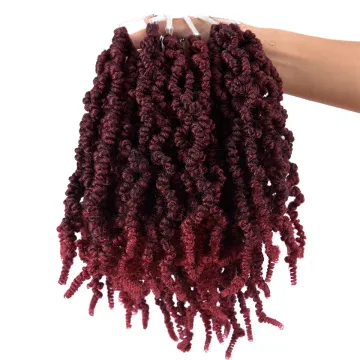 Ombre Black Red Brown Spring Twist Crochet Braids Fluffy Short Curly Passion Twist Braiding Hair Synthetic Hair Extensions