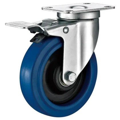 Blue elastic rubber caster trolley wheel