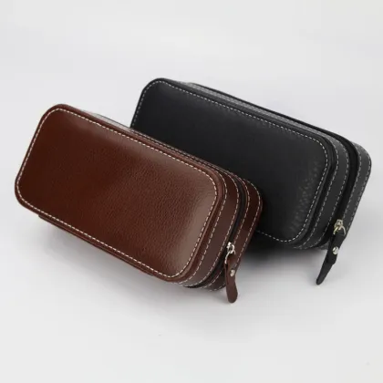 OEM Handmade Pu Leather watch packaging with zipper
