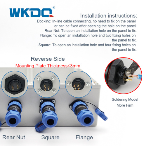 WK29 Waterproof Rear Nut Threaded Couplings Connector