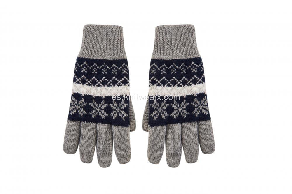 Guantes de dedos completos con estampado de copo de nieve de jacquard de punto para niño