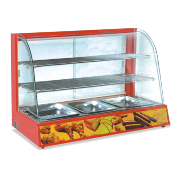 BV-908 Glass Display Showcase: 3-Layer Hot Food Warming Cabinets