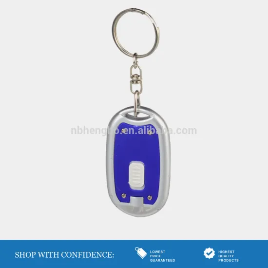 china supplier cheap blue plastic led keychain push button