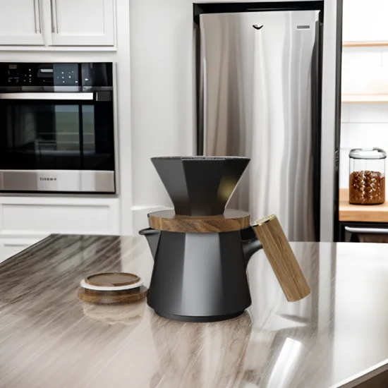 DHPO New Luxury Large Capacity Dripper Portable Pour Over Coffee Maker Set with Wooden Sleeves and Ceramic Cups