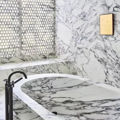 Custom Modern Handmade Onyx White Marble Freestanding Bathtub
