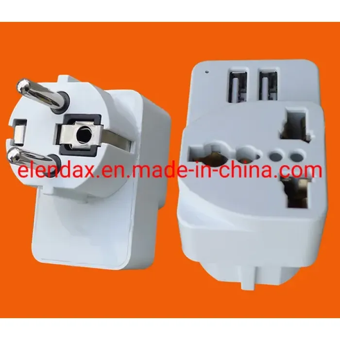 Adaptador universal de clavija redonda con cargador USB P7086