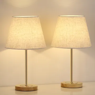 Gold Desk Lamp Set-of-2 with Linen Shade