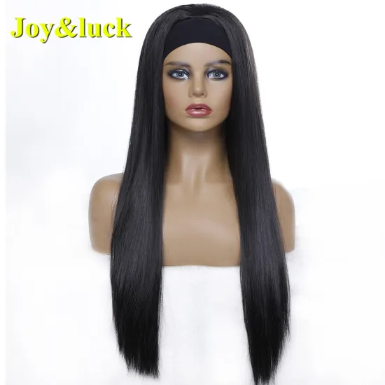 Wholesale Price Wigs Black Hairband African Ladies Hair Long Natural Straight Headband Wigs for Black Women Synthetic Hair Wigs