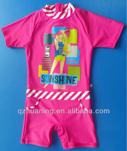 Super Cute Girls UV Protection Digital Print Sunsuit of Chidren Swimwear